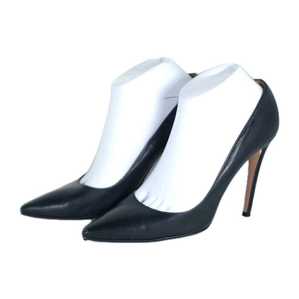 PRADA Women’s EU 38 US7 Black Leather Pointed Toe Pump Heels Shoes Made Italy